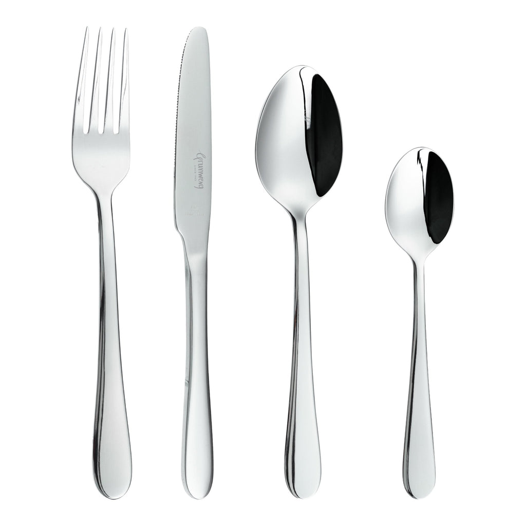 16 Piece Cutlery Set for 4 People Windsor 18/0 16BXWDR Grunwerg Stainless steel Windsor cutlery set on a white background