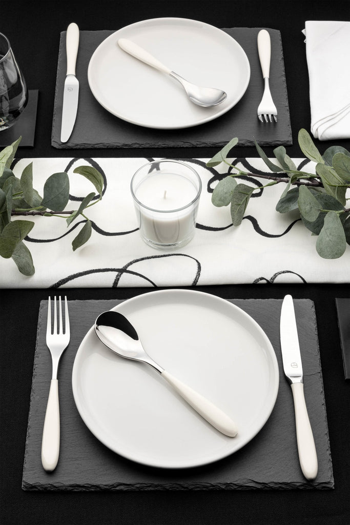 24 Piece Cutlery Set for 6 People Yin & Yang White 24BX650W-IGLC Grunwerg Distinctive full tang Stainless steel cutlery set