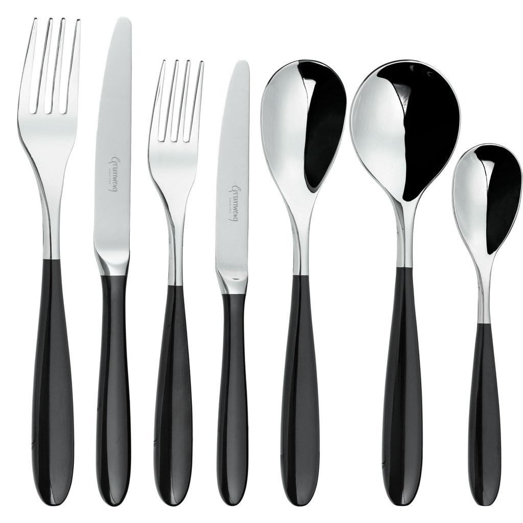 84 Piece Cutlery Set for 12 People Yin & Yang Black 84BX650BK-IGLC Grunwerg