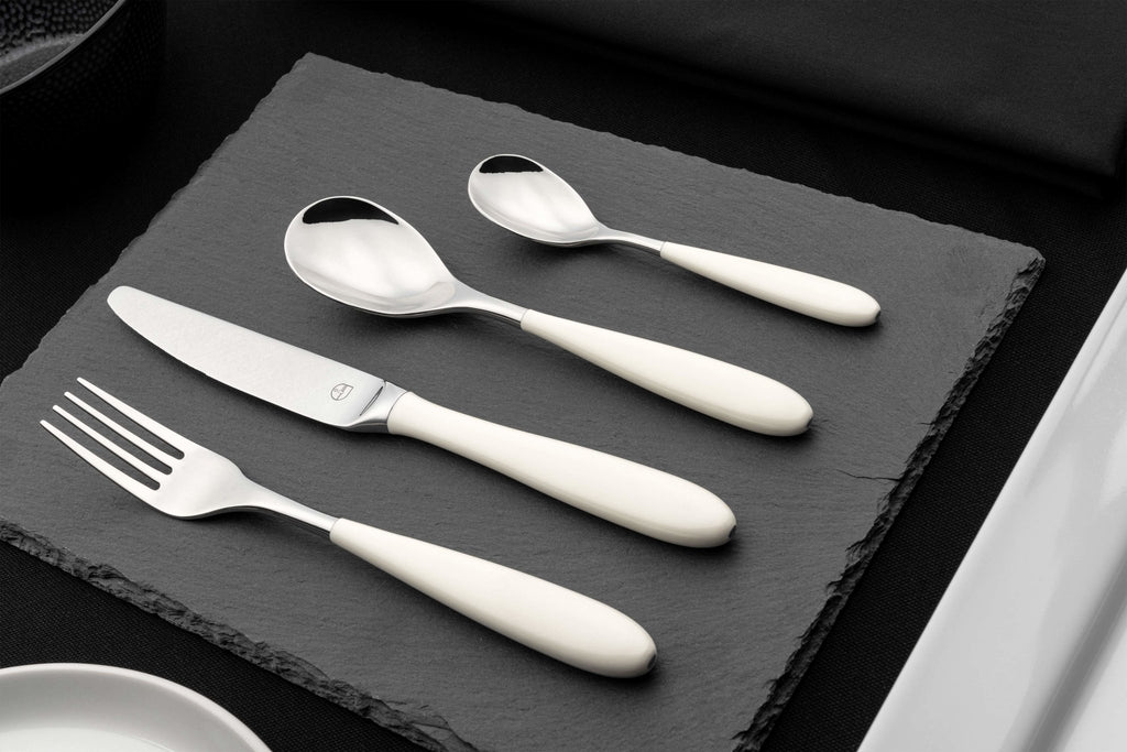 Set of 2 Coffee Spoons Yin & Yang White 2CS650W Grunwerg