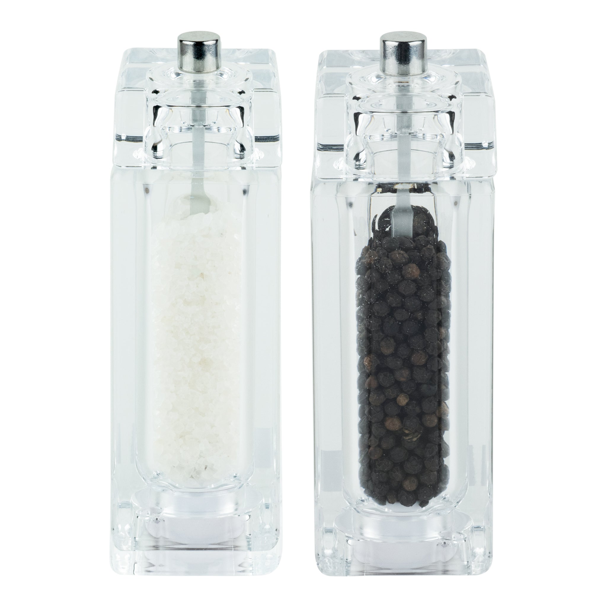 Grunwerg Gmill Salz- & Pfeffermühle Aus Acryl – 2-in-1, 13 Cm Hoch, Transparent, Mit Keramikmahlwerk