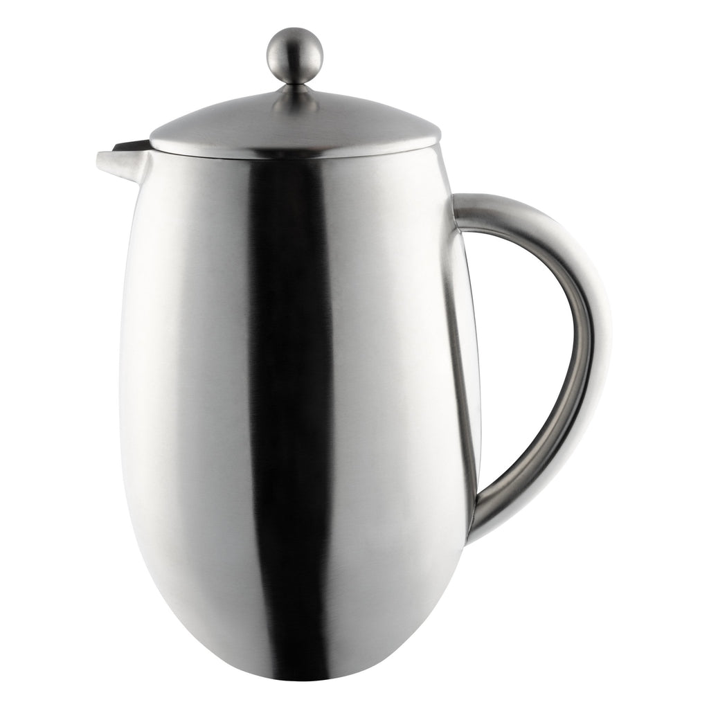 12 Cup Bellied Cafetiere, Double Walled, Satin Cafe Olé BFD-12S Grunwerg