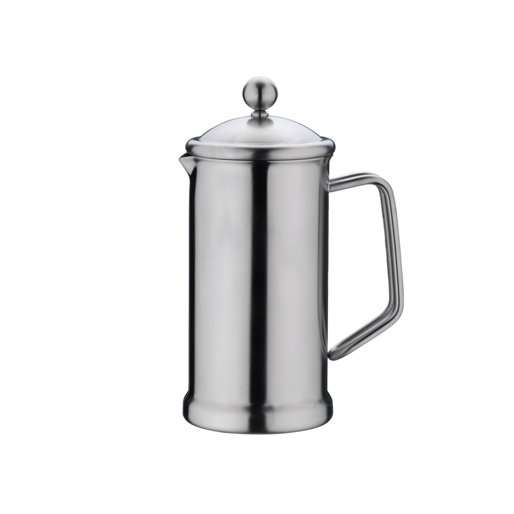 12 Cup Cafetiere, Mirror Finish Café Stal CMS-15MS Grunwerg Traditional stainless steel cafetiere on a white background