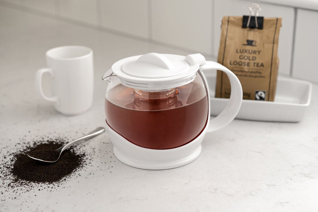 1.2L White Infuser Teapot Cafe Olé TPSO-1200/W Grunwerg
