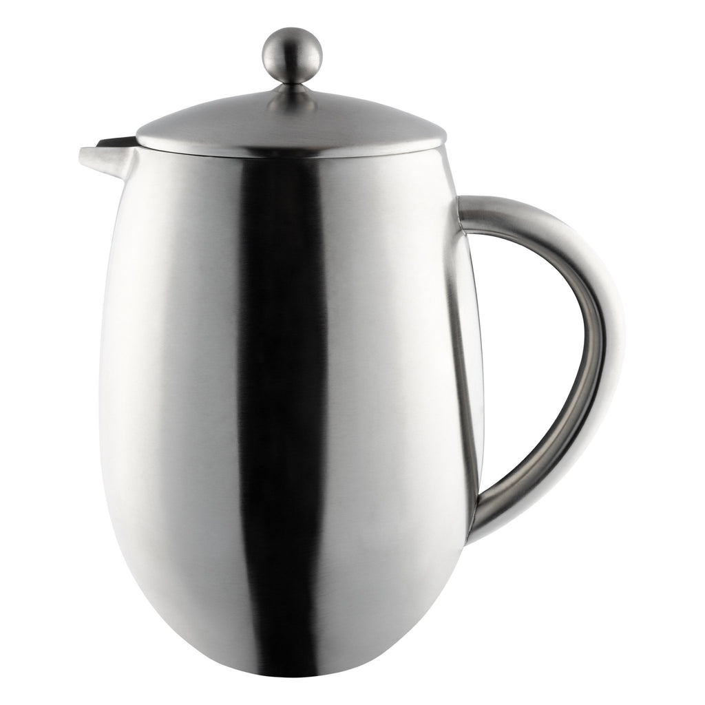 3 Cup Bellied Cafetiere, Double Walled, Satin -BFD-03S Grunwerg - Premium Stainless Steel Coffee Press Coffee brewing
