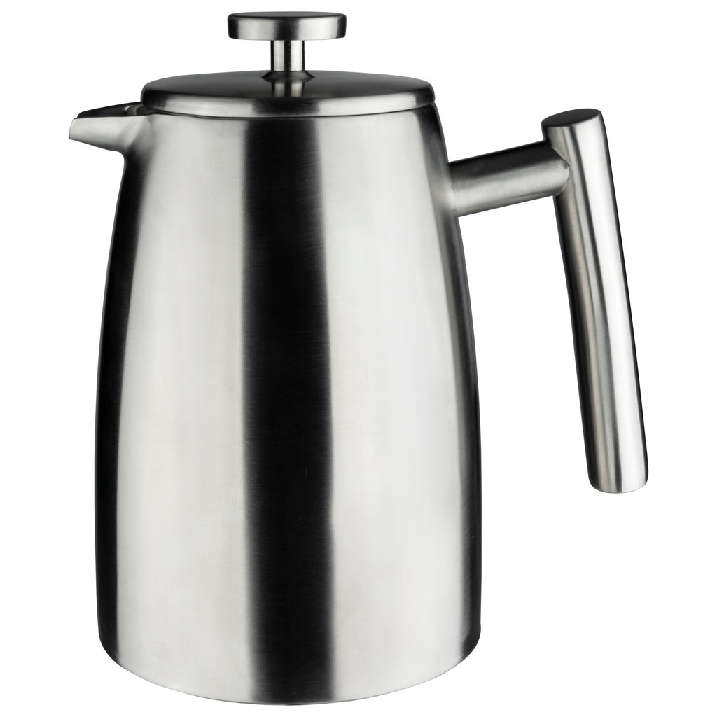 3 Cup Cafetiere, Double Wall, Satin Café Stal HFD-03S Grunwerg Luxury stainless steel French press on a white background