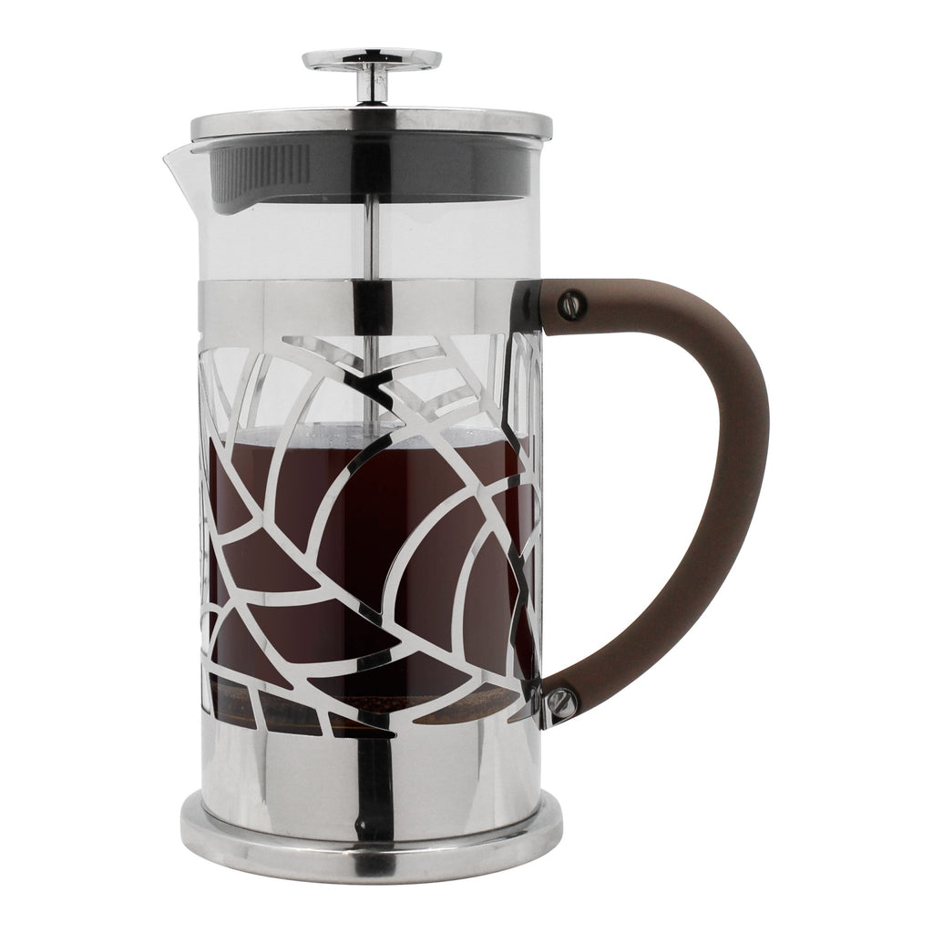 3 Cup Floral Cafetiere, Cut Out Design -BM-03C Grunwerg Premium Coffee press with coffee brewing leaf design