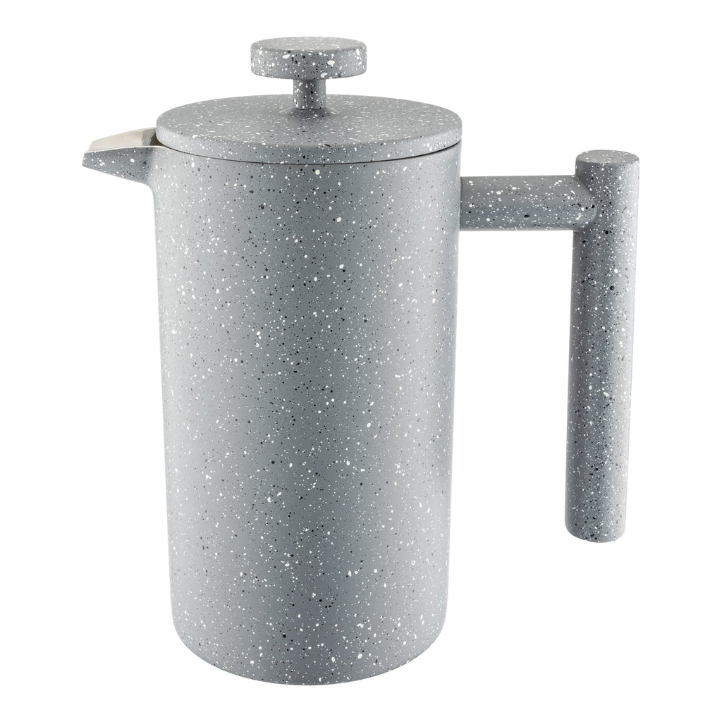 3 Cup Straight Sided Cafetiere, Grey Granite Cafe Olé CFD-03GG Grunwerg Modern grey coffee press on a white background