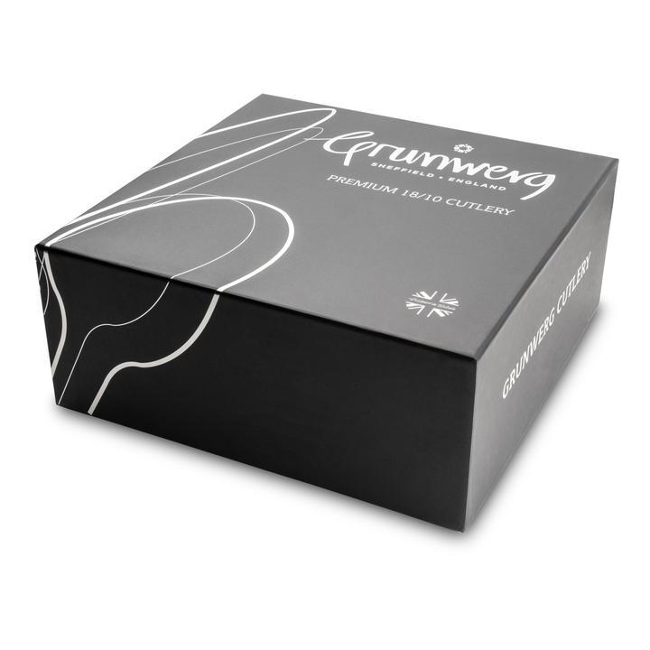 44 Piece Cutlery Set for 6 People Yin & Yang White 44BX650W-IGLC Grunwerg luxury cutlery box packaging