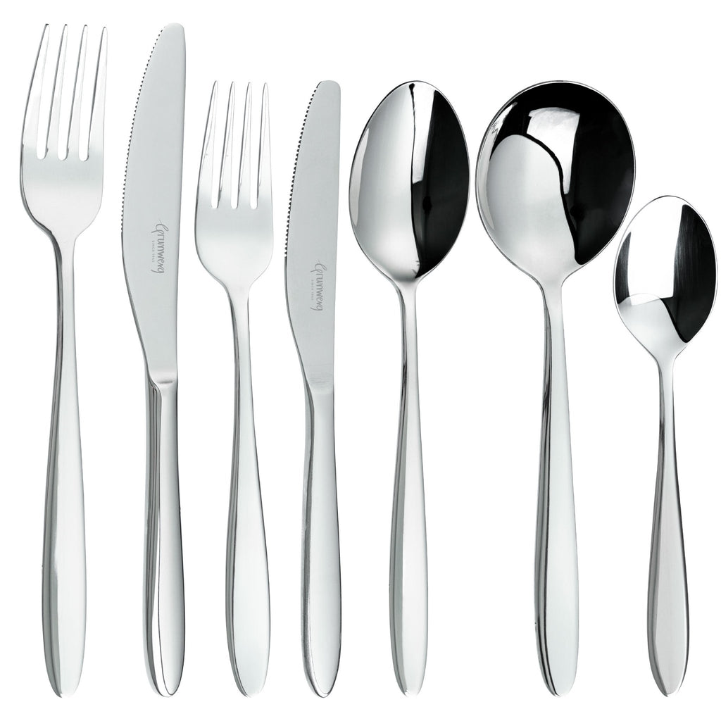 7 Piece Cutlery Set for 1 Person Balmoral 7BXBML-IGLC Grunwerg Traditional cutlery set 18/10 stainless steel line up
