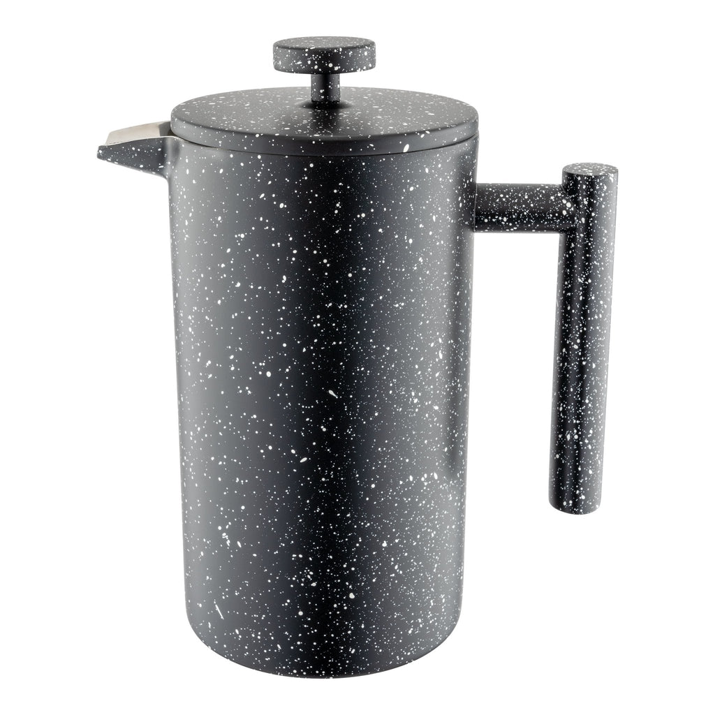 8 Cup Straight Sided Cafetiere, Black Granite Cafe Olé CFD-08BG Grunwerg Modern black cafeitere on a white background