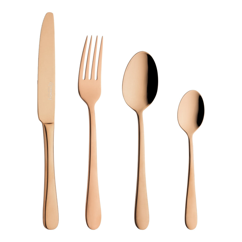Copper 16 Piece Cutlery Set for 4 people Coloured Cutlery 16BXWSR/CU Grunwerg Modern 18/10 stainless steel cutlery set
