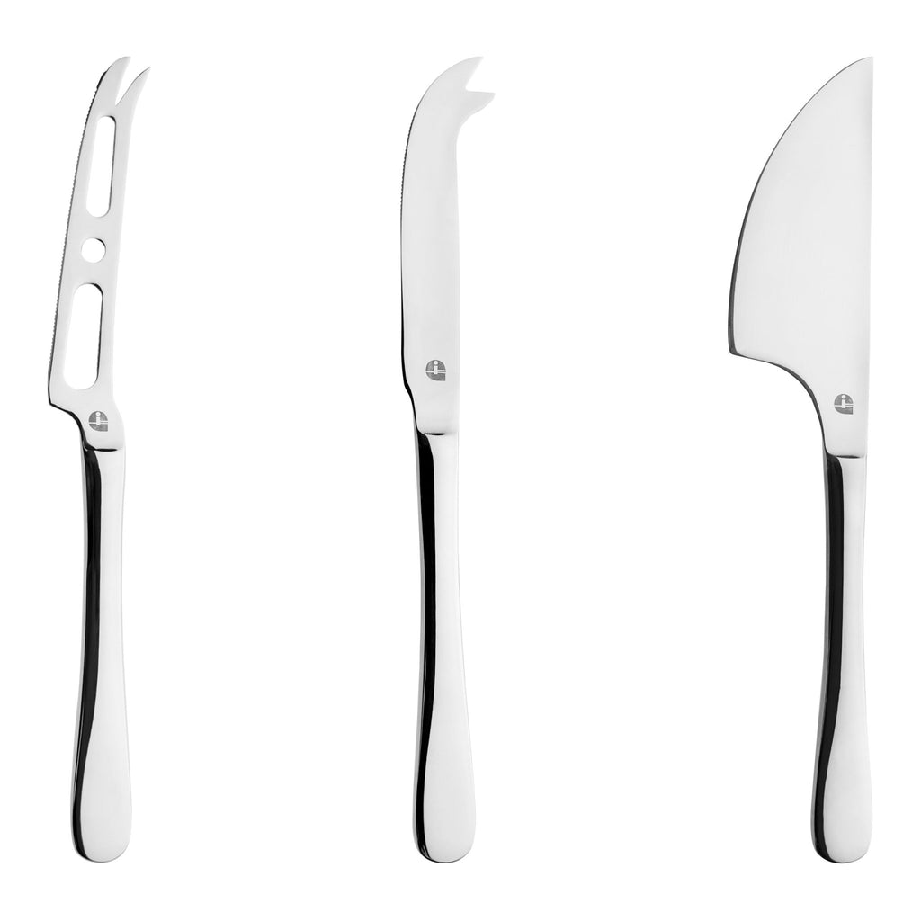 Set of 3 Cheese Knives Windsor 18/0 3CHKSTWDR/C Grunwerg Stainless Steel Cheese Knife Set for cheese board entertaining
