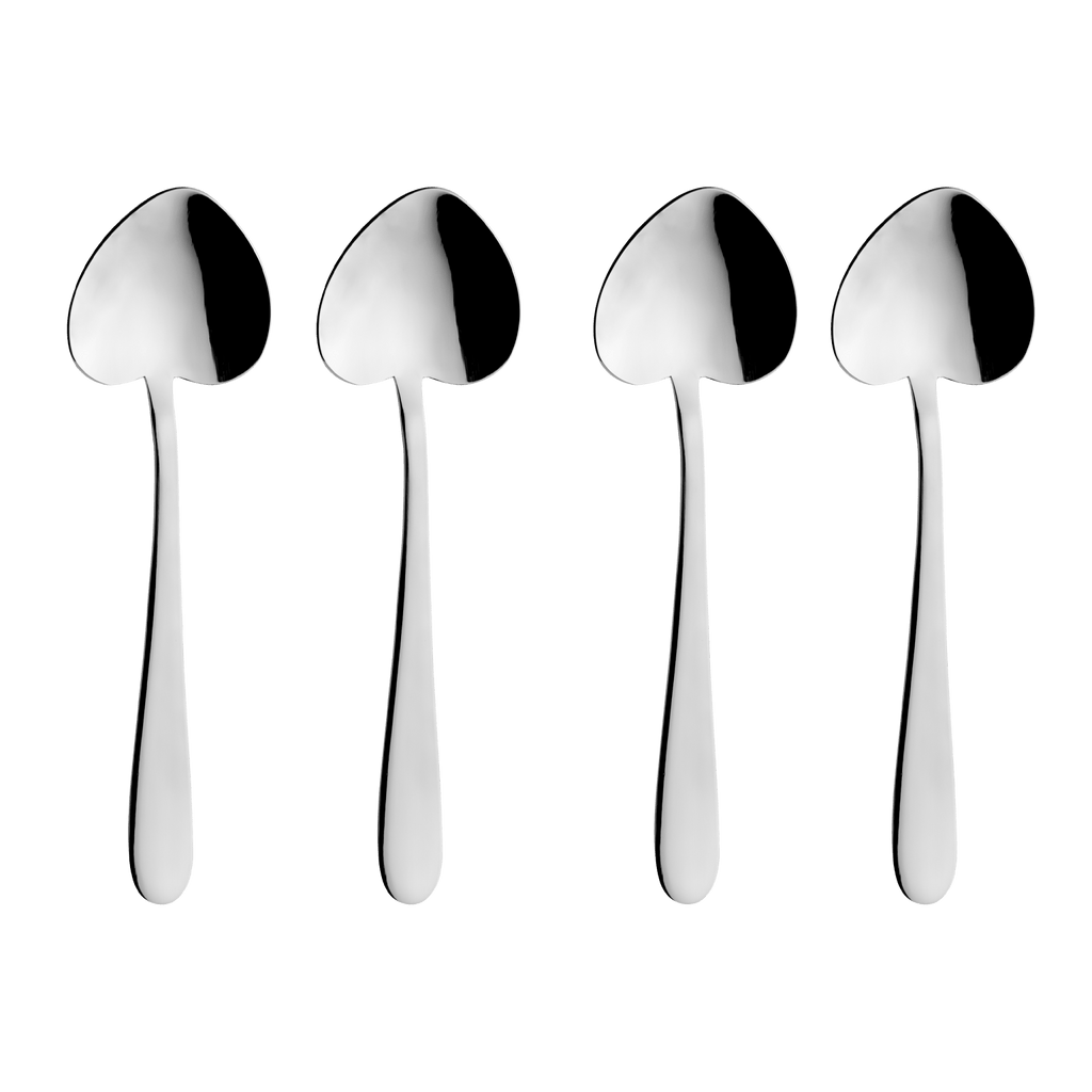 Set of 4 Heart Shape Tea Spoons Windsor 18/0 4HRTESWDR/C Grunwerg